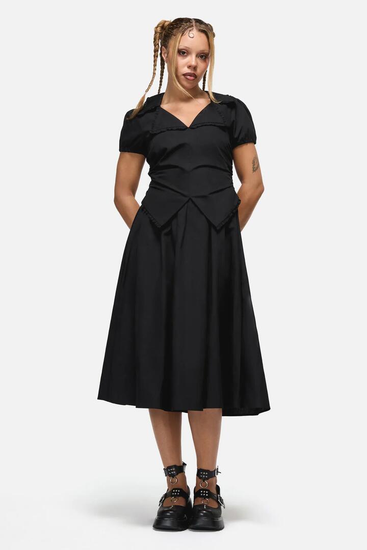 Image of Dresses. Product name - Conquest Goth Midi Dress in Black colour by brand - Black Friday