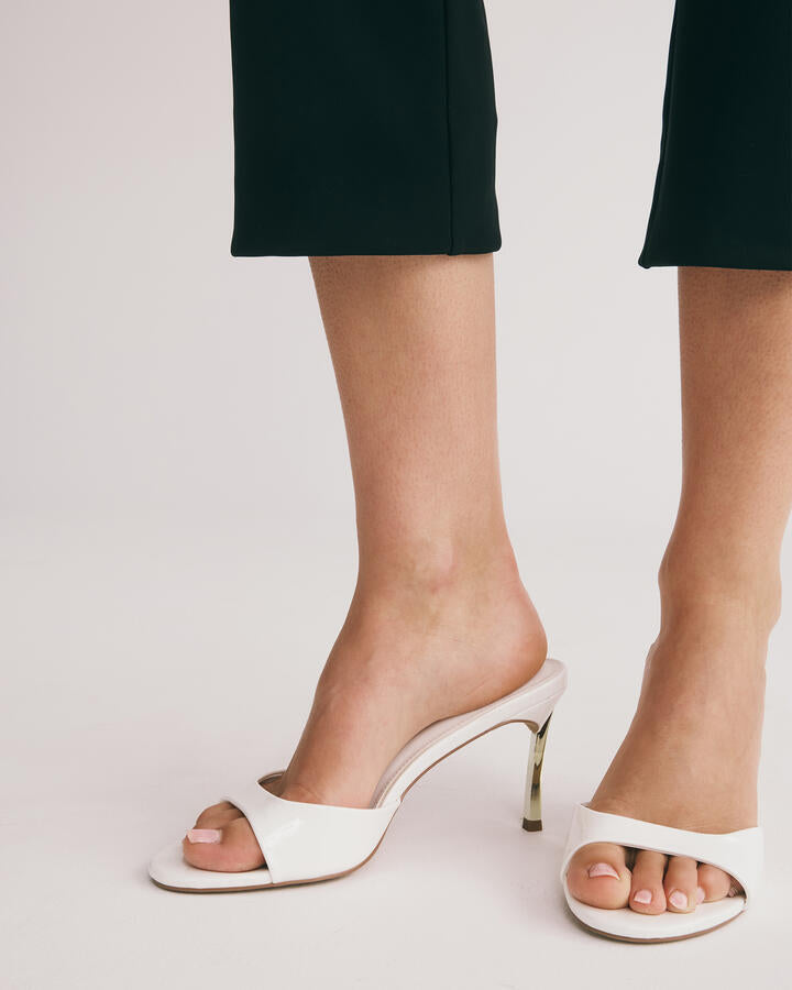Image of Sandals. Product name - Zabelle White Patent Mules in White colour by brand - Novo