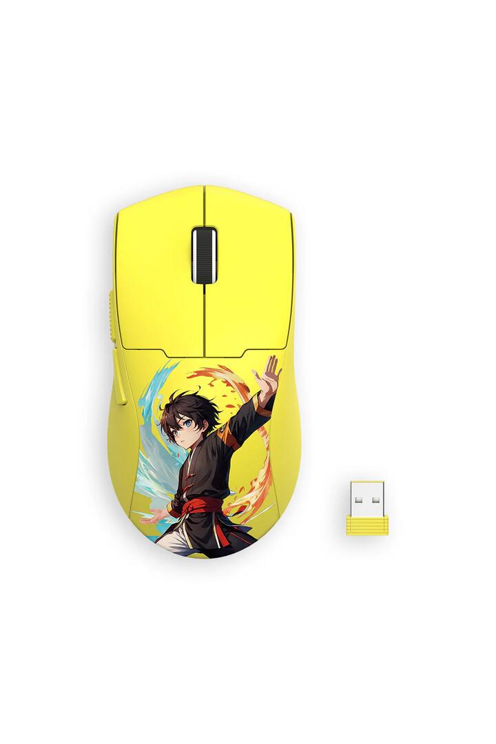 Image of Electronics Accessories. Productname: Redragon M918AKB K1ng Max Yellow Cartoon Ultra-Light Tri-Mode Gaming Mouse in Yellow colour by brand - REDRAGON