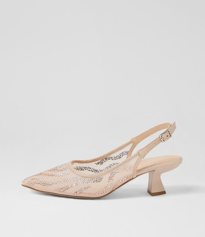 Image of Heels. Productname: Lush Nude Fabric Heels in Nude colour by brand - MIDAS