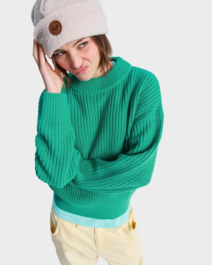 Image of Decor. Product name - Roxy Womens Come Home Again Crew Neck Sea Green in Sea Green colour by brand - Roxy