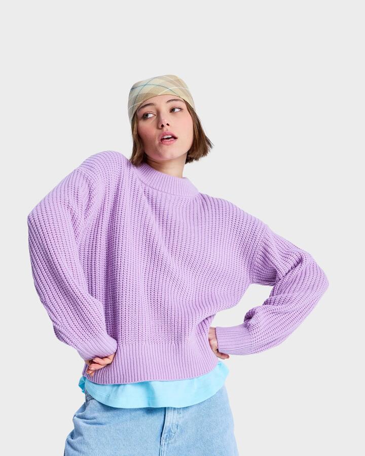 Image of Decor. Product name - Roxy Womens Come Home Again Crew Neck Crocus Petal in Crocus Petal colour by brand - Roxy