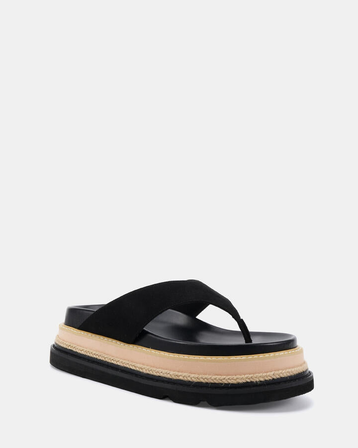 Image of Sandals. Productname: Spoil: Black Suede - Women's Thongs in Black colour by brand - Novo