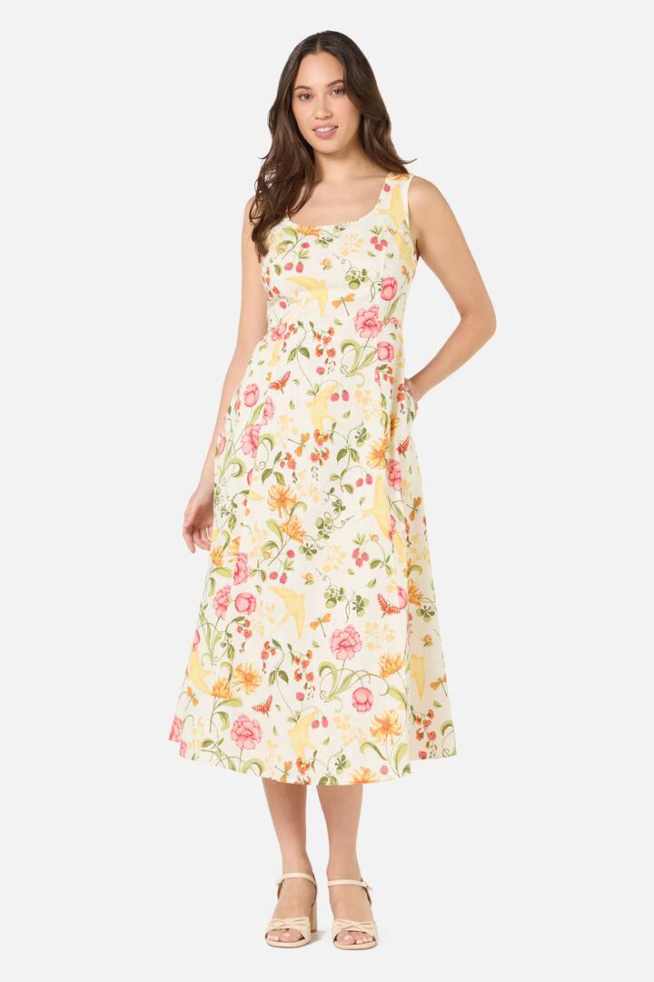 Image of Dresses. Product name - Whimsical Garden Midi Dress in Cream colour by brand - Princess Highway