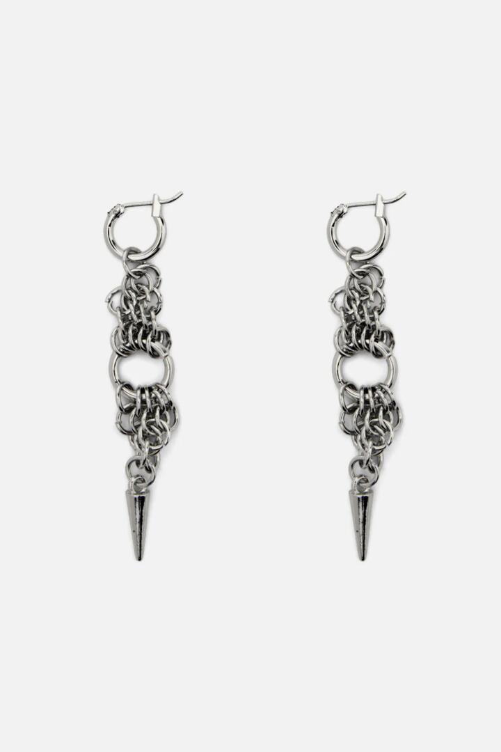 Image of Earrings. Productname: Chainmail Drop Earrings in Silver colour by brand - Dangerfield