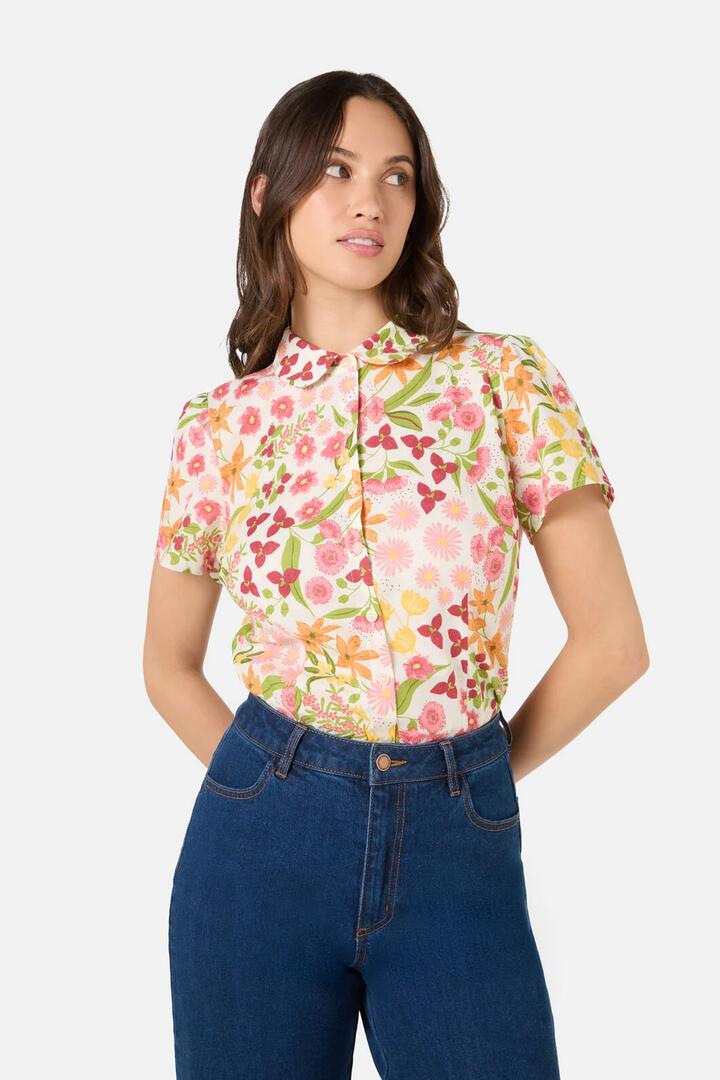 Image of Blouses. Productname: Liberty Native Blouse in Cream colour by brand - Princess Highway