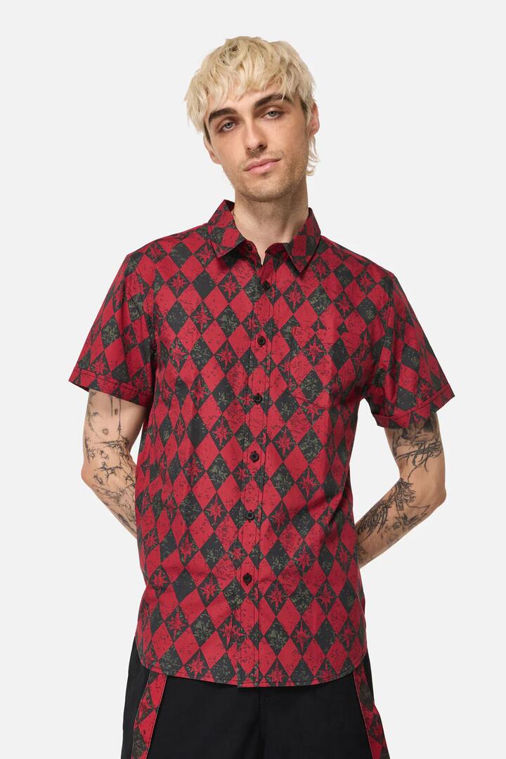 Image of Shirts. Productname: The End Goth SS Shirt in Black Red colour by brand - Black Friday