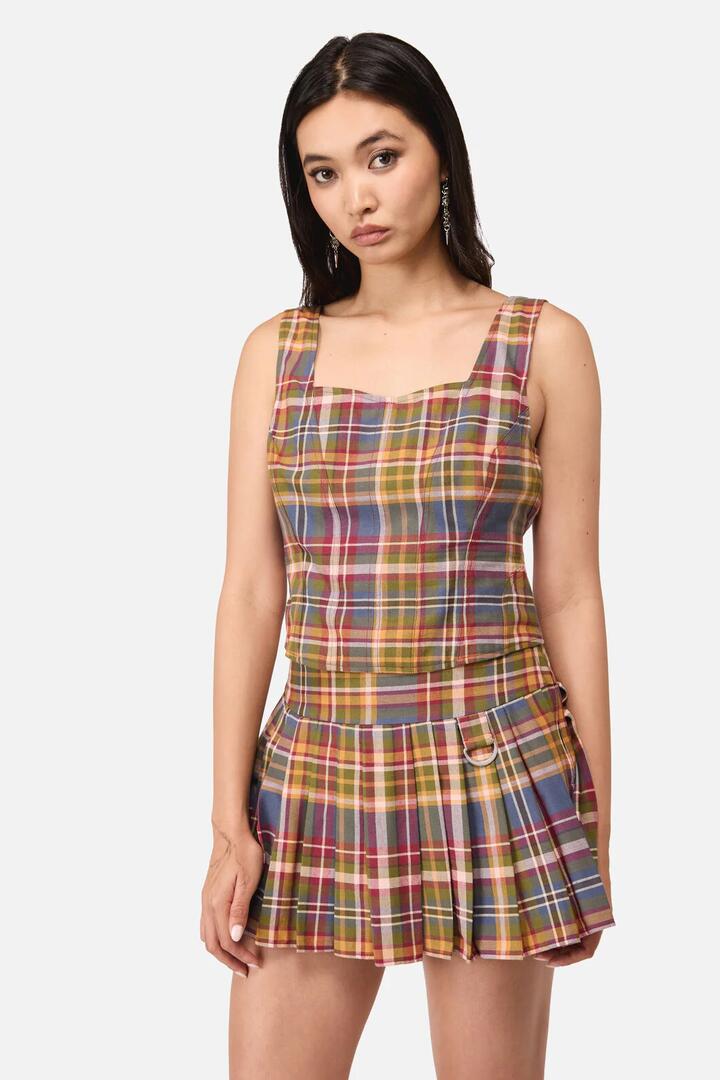 Image of Lingerie. Product name - Alchemy Tartan Corset in Multi colour by brand - Dangerfield