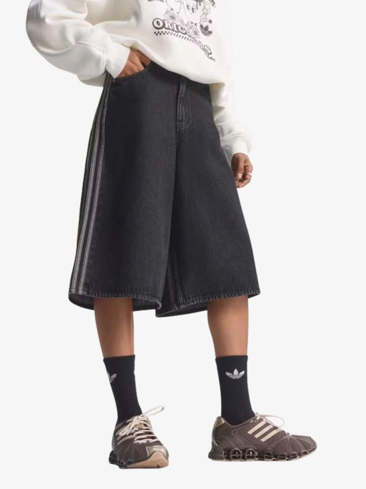 Image of Jeans. Productname: Adidas Firebird Jorts Denim in True Black Denim colour by brand - Adidas