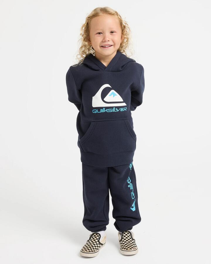 Image of a model wearing Pants. Productname: quiksilver Boys 2-7 Screen Trackpants Dark Navy - in Dark Navy colour by brand - Quiksilver