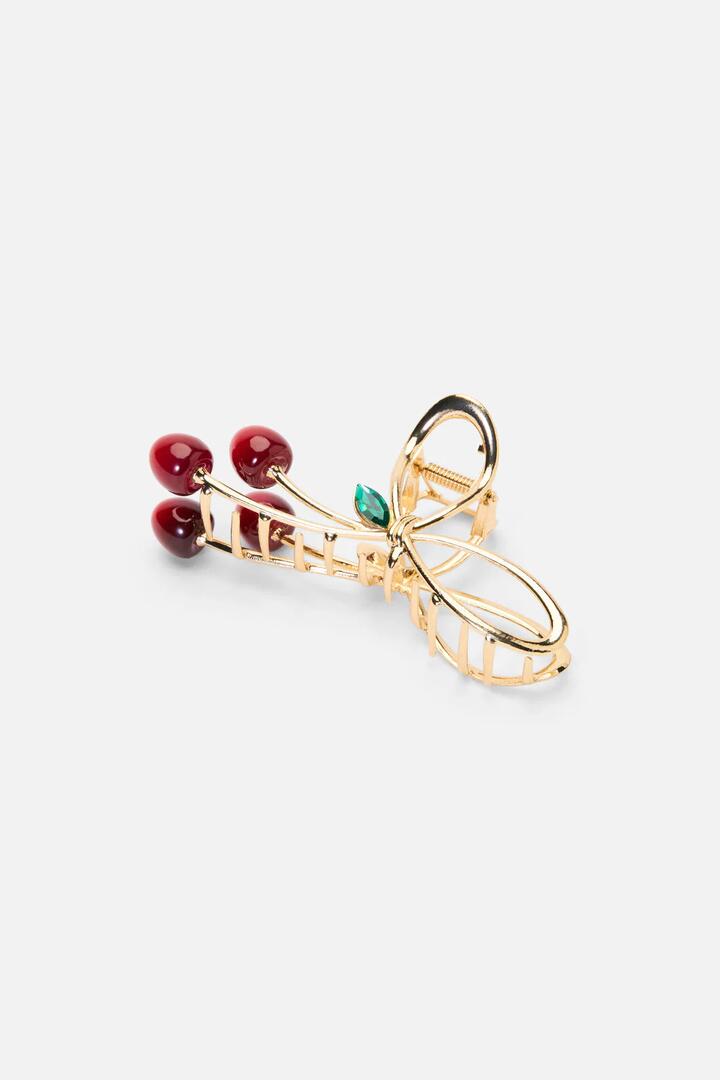 Image of Hair Accessories. Productname: Cherry Claw Clip in Gold colour by brand - Princess Highway