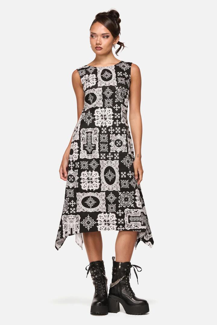 Image of Dresses. Product name - Crossed Midi Dress in Black White colour by brand - Black Friday