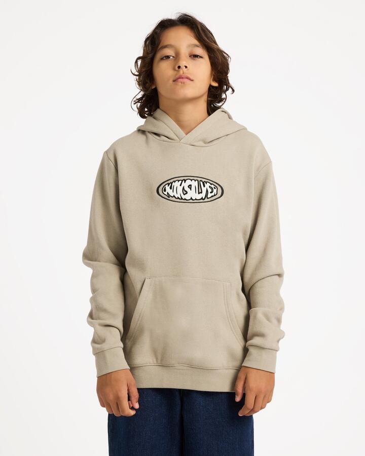 Image of a model wearing Outerwear. Product name - Quiksilver Boys 8-16 Quik Global Pullover Hoodie Seneca Rock in Seneca Rock colour by brand - Quiksilver