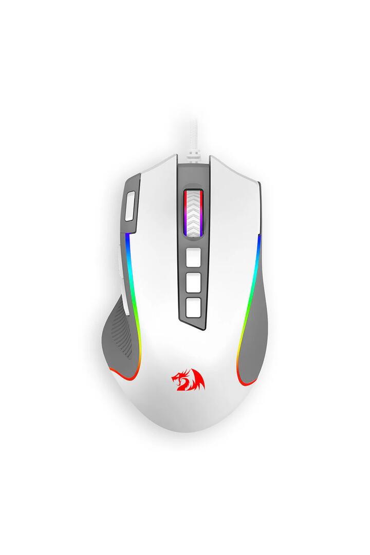Image of Mice & Trackballs. Product name - Redragon M612WG Predator White/Grey 8000 DPI Wired RGB Gaming Mouse in White/Grey colour by brand - REDRAGON