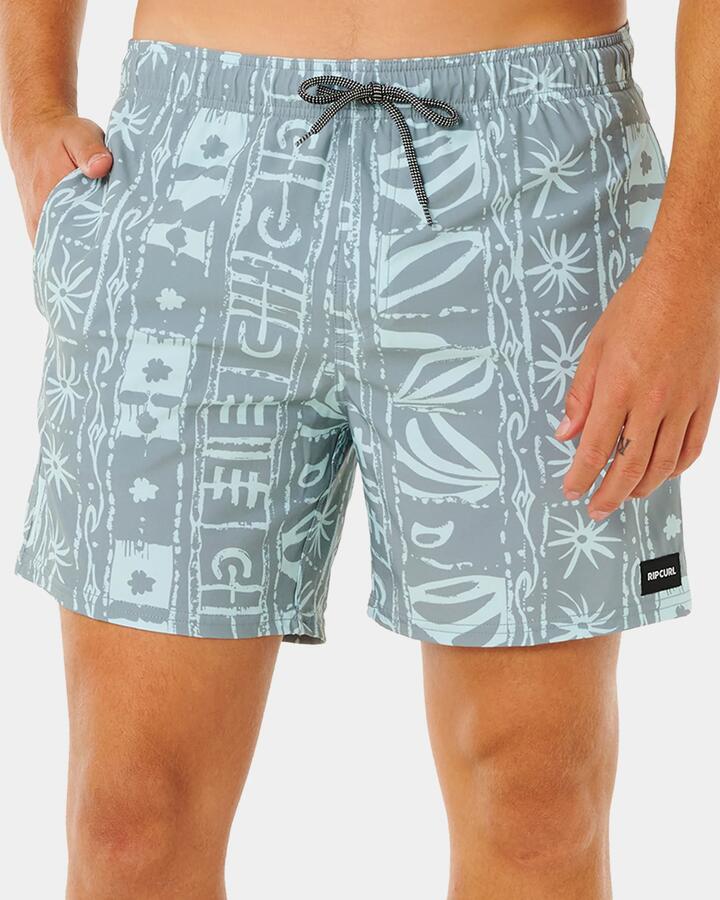 Image of a model wearing Shorts. Product name - Rip Curl Mens Sessions Swim Shorts Mineral Blue in Mineral Blue colour by brand - Rip Curl
