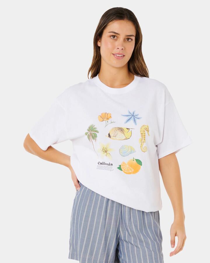 Image of T-Shirts. Product name - Rip Curl Womens Poolside Heritage T-Shirt Optical White in Optical White colour by brand - Rip Curl