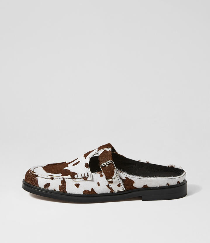 Image of Shoes. Productname: Gemir Brown Cow Pony Flat Shoes in Brown Cow colour by brand - MOLLINI