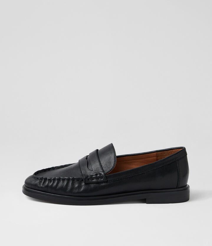 Image of Flats. Productname: Gemia Black Shine Leather Loafers in Black colour by brand - MOLLINI
