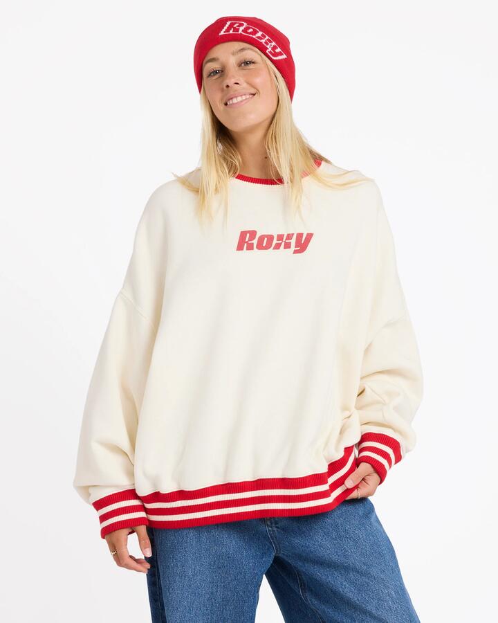 Image of Accessories. Product name - Roxy Womens Game Time Crew Neck Bone in Bone colour by brand - Roxy