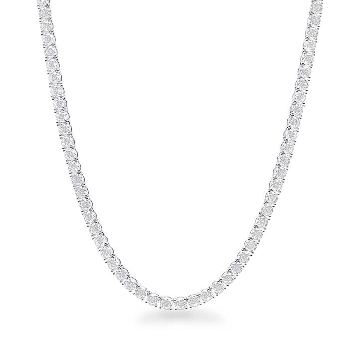 Image of Necklaces. Productname: 41cm 5mm Width Cubic Zirconia Tennis Necklace in Rhodium Plated Sterling Silver in Silver colour by brand - Bevilles