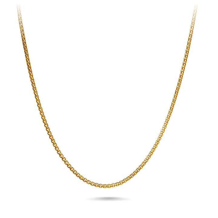 Image of Necklaces. Productname: 9kt Yellow Gold Medium Round Box Chain Necklace 45cm in Gold colour by brand - Bevilles