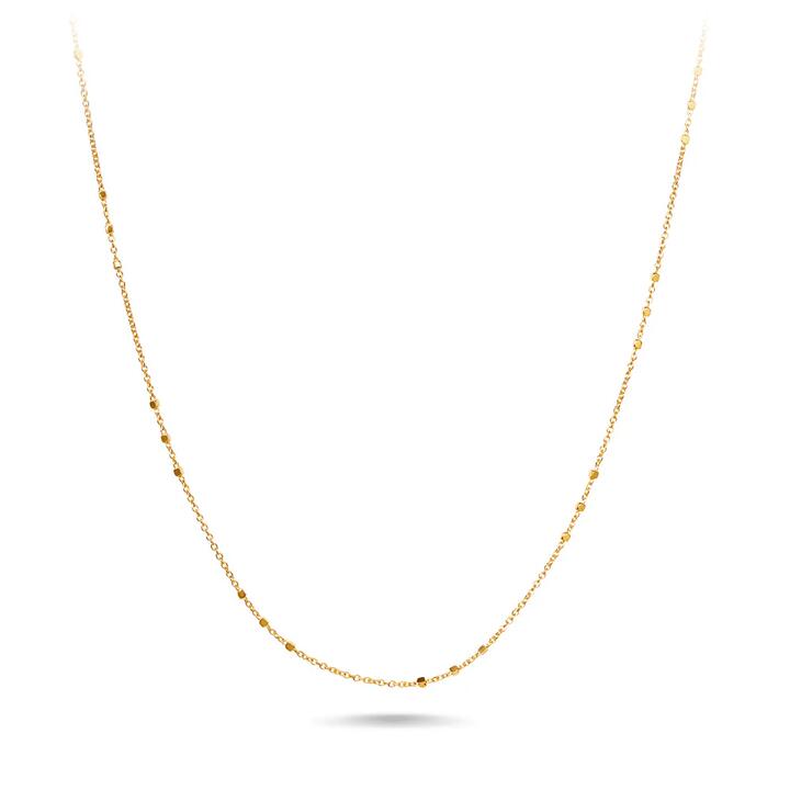 Image of Necklaces. Productname: 9kt Yellow Gold Tri Bead Station Chain Necklace 45cm in Gold colour by brand - Bevilles