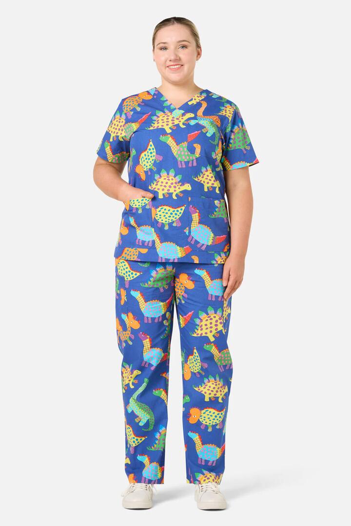 Image of a model wearing Uniforms & Workwear. Product name - Dino Scrub Set in Print colour by brand - Gorman