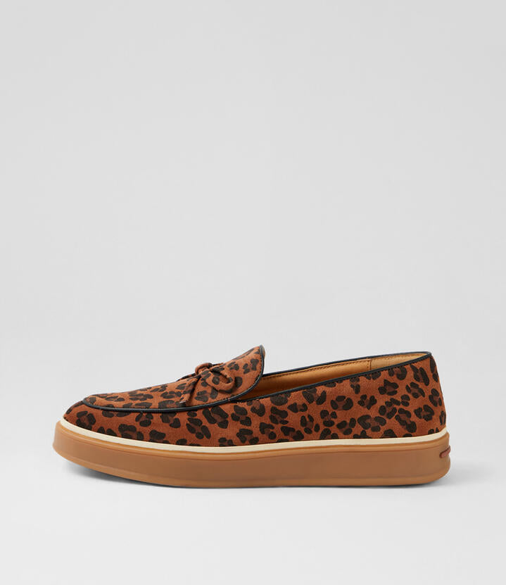 Image of Flats. Productname: Parsino Leopard Suede Loafers in Leopard colour by brand - MIDAS