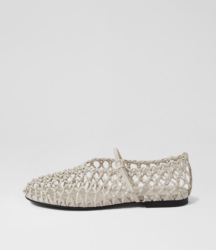 Image of Shoes. Productname: Agin Cream Patent Ballet Flats in Cream colour by brand - MOLLINI