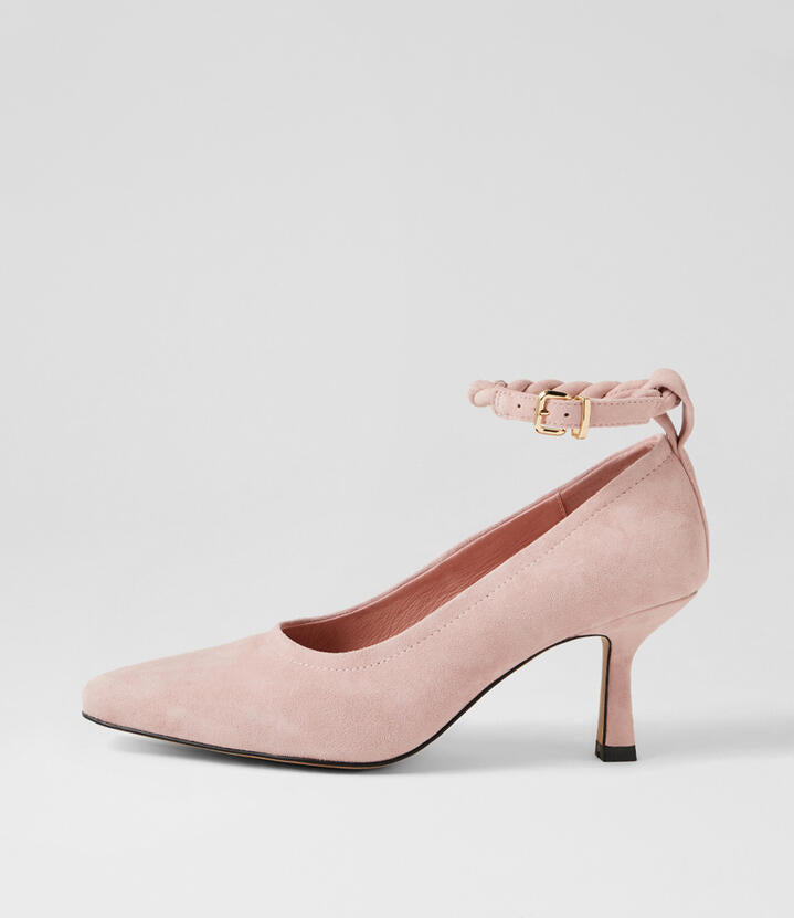 Image of Heels. Productname: Alonni Pale Pink Suede Pump Heels in Pale Pink colour by brand - MOLLINI