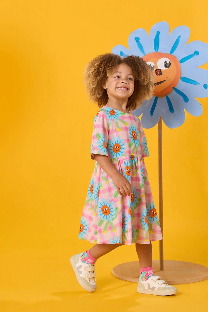 Image of Dresses. Product name - Walking Daisy Kids Dress in Pink colour by brand - Gorman