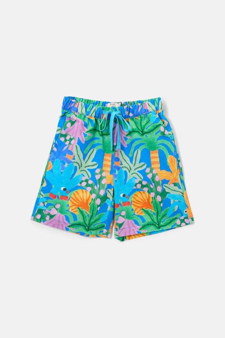 Image of a model wearing Shorts. Product name - Hidden Driver Kids Shorts in Blue colour by brand - Gorman