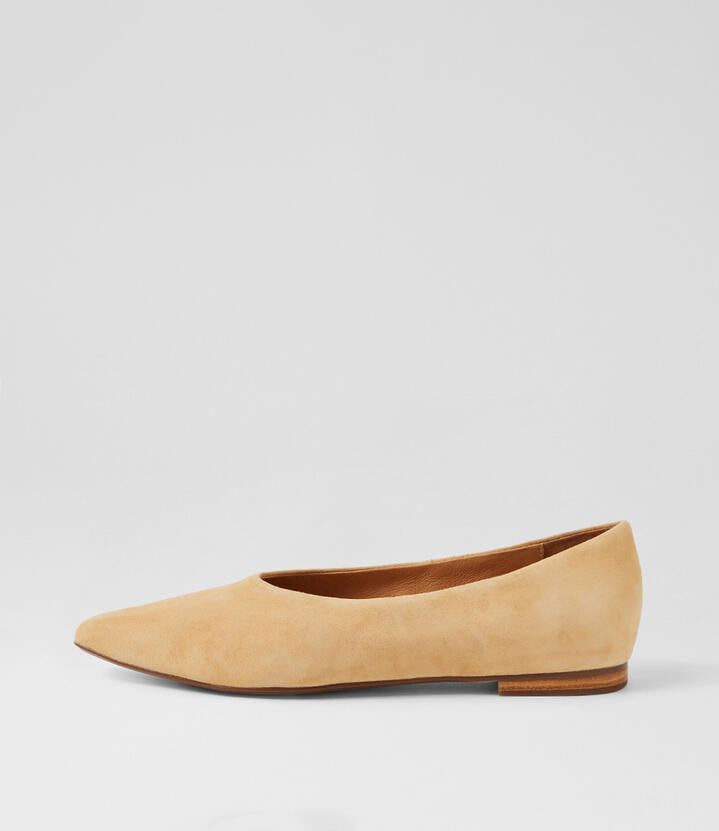 Image of Shoes. Productname: Yoshiro Butter Suede Flat Shoes in Butter colour by brand - MIDAS