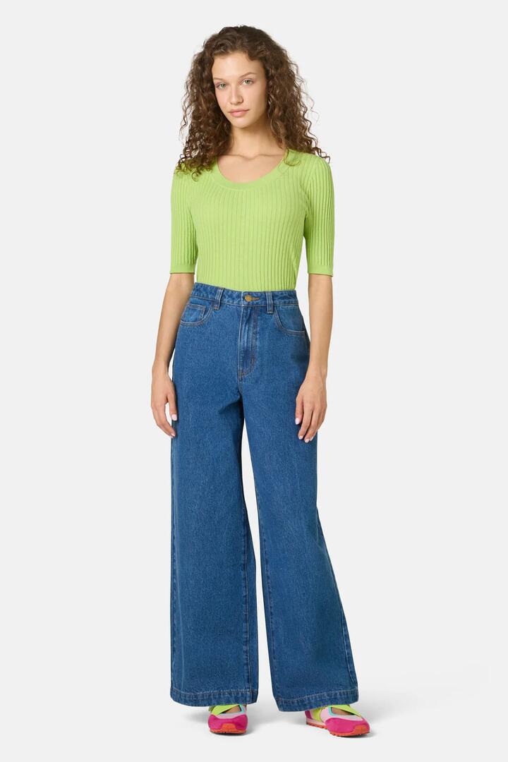Image of Jeans. Product name - Ava Organic Cotton Jean in Mid Blue colour by brand - Gorman