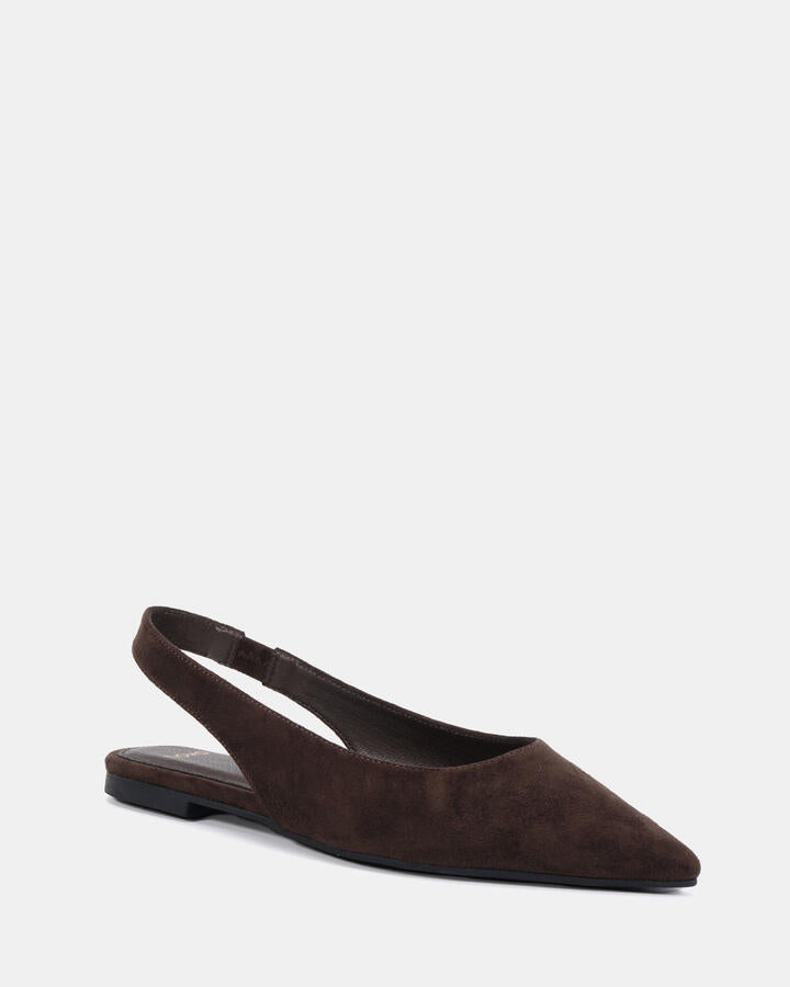 Image of Flats. Productname: Chip: Espresso Suede - Women's Casual Flat Closed in Espresso Suede colour by brand - Novo