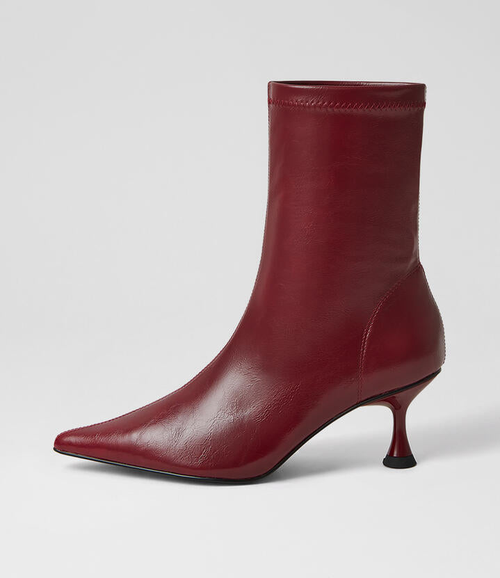 Image of Heels. Productname: Faeree Burgundy Crinkle Stretch Heels in Burgundy Crinkle colour by brand - MOLLINI