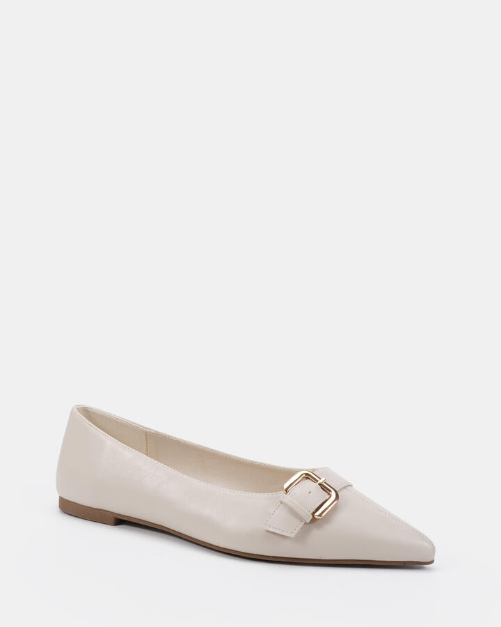 Image of Flats. Productname: Catty: Cream - Women's Casual Flat Closed in Neutral colour by brand - Novo