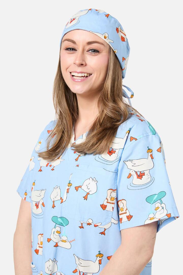 Image of Hats. Productname: Puddle Duck Scrub Hat in Blue colour by brand - Scrubs With Love