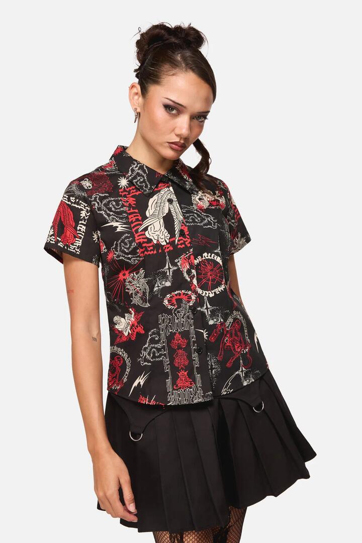 Image of Blouses. Productname: Purgatory Goth Blouse in Black colour by brand - Black Friday