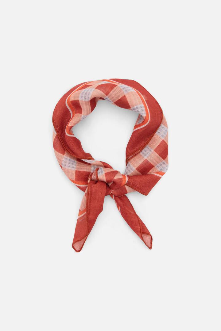 Image of Scarves & Shawls. Productname: Rust Check Small Scarf in Rust colour by brand - Princess Highway