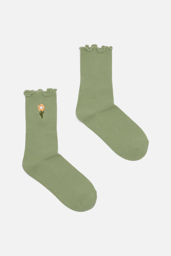 Image of Socks. Productname: Mint Embroidered Daisy Sock in Mint colour by brand - Princess Highway