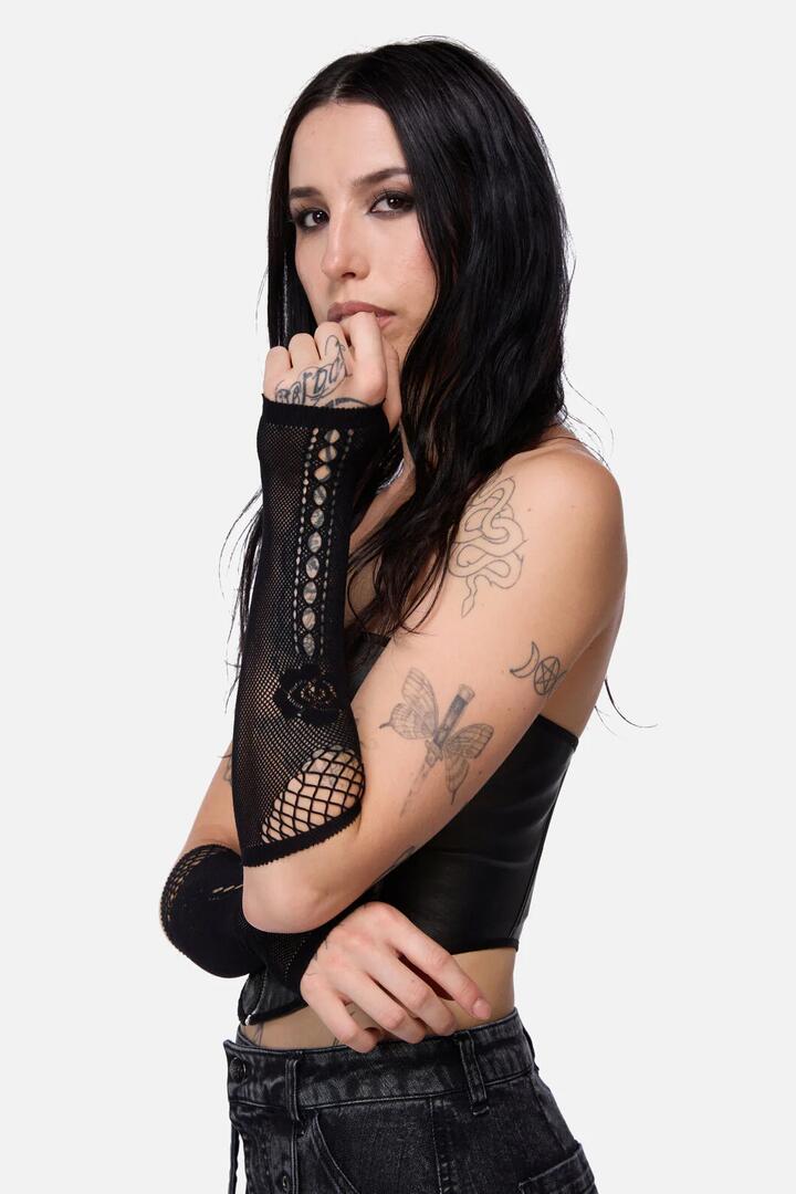 Image of Gloves & Mittens. Productname: Rose Fishnet Gloves in Black colour by brand - Black Friday