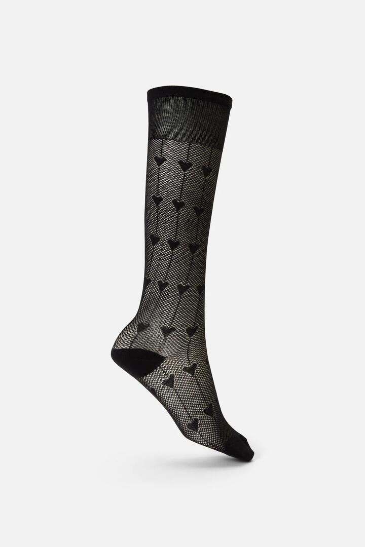 Image of Socks. Productname: Hearts Long Mesh Socks in Black colour by brand - Black Friday