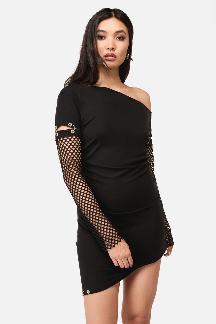 Image of Dresses. Productname: Spiralling Goth Mini Dress in Black colour by brand - Dangerfield