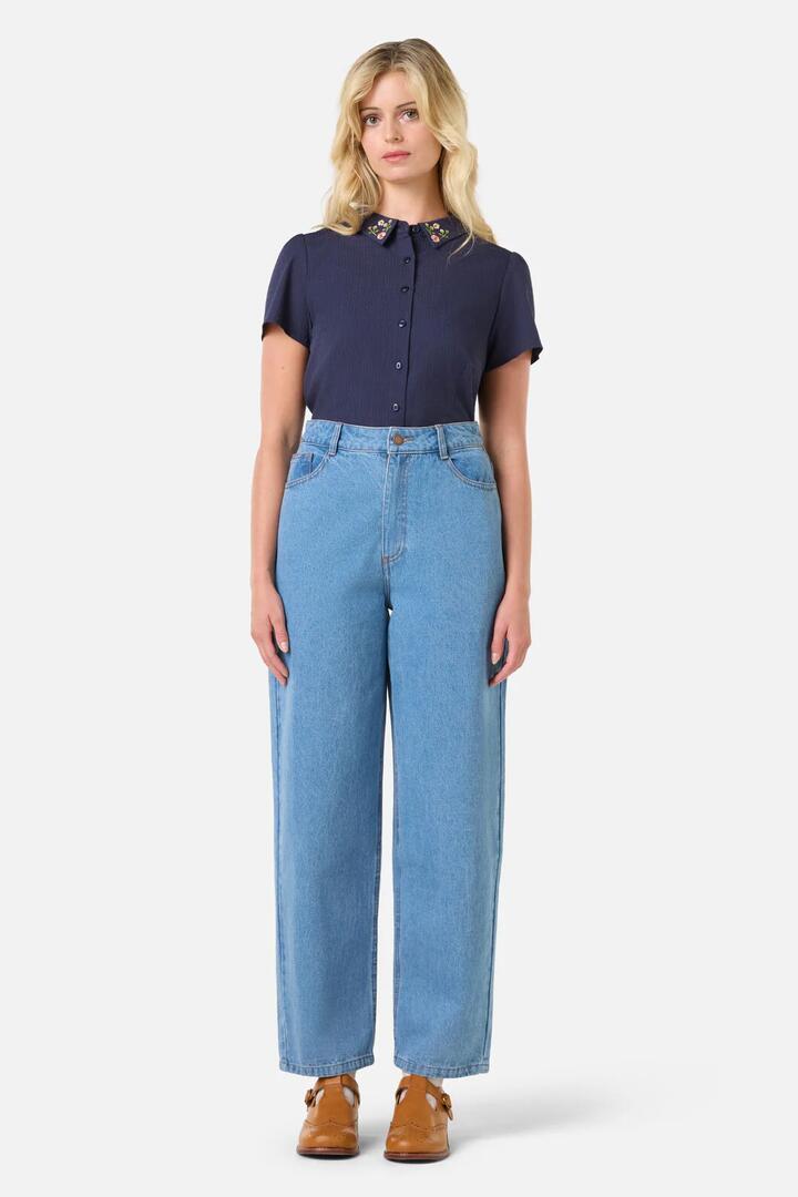 Image of Jeans. Product name - Molly Mum Jean in Blue Denim colour by brand - Princess Highway