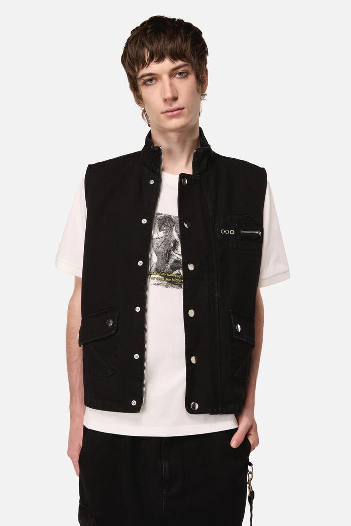 Image of Coats & Jackets. Productname: Midnight Goth Grunge Vest in Black colour by brand - Black Friday