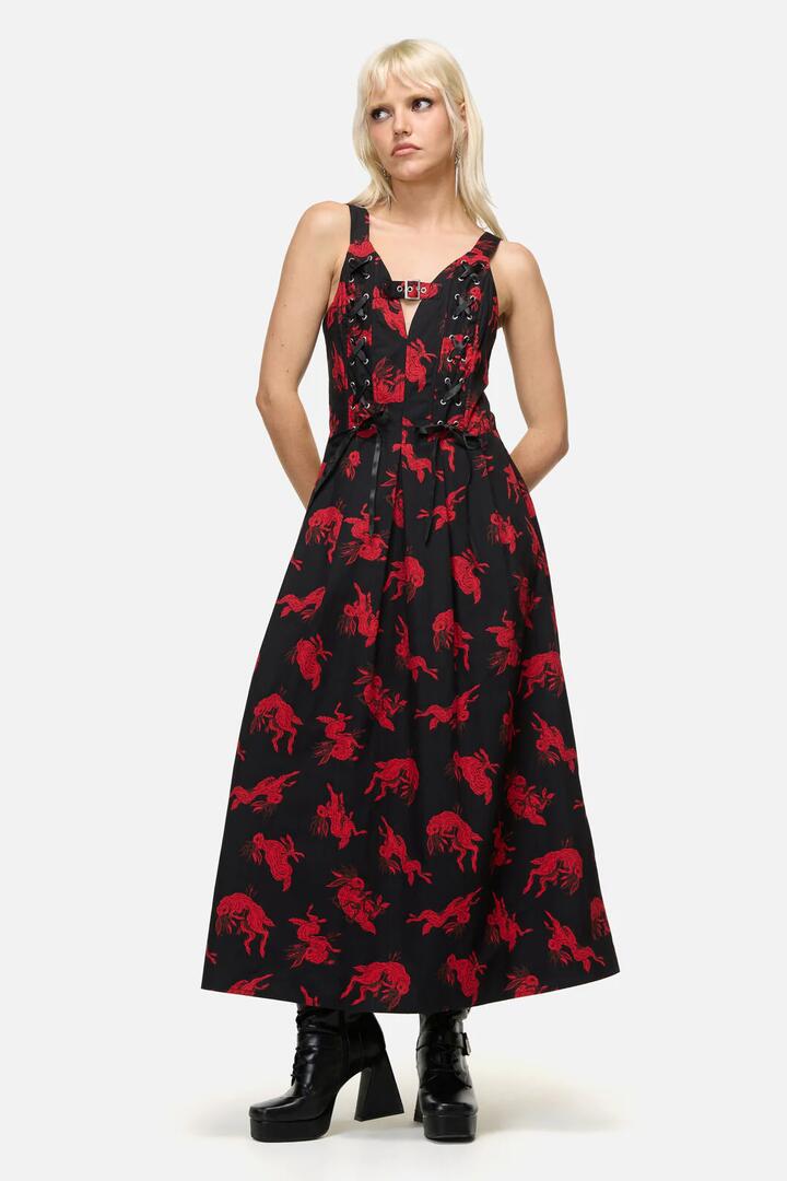Image of Dresses. Productname: Jackalope Goth Midi Dress in Black colour by brand - Dangerfield