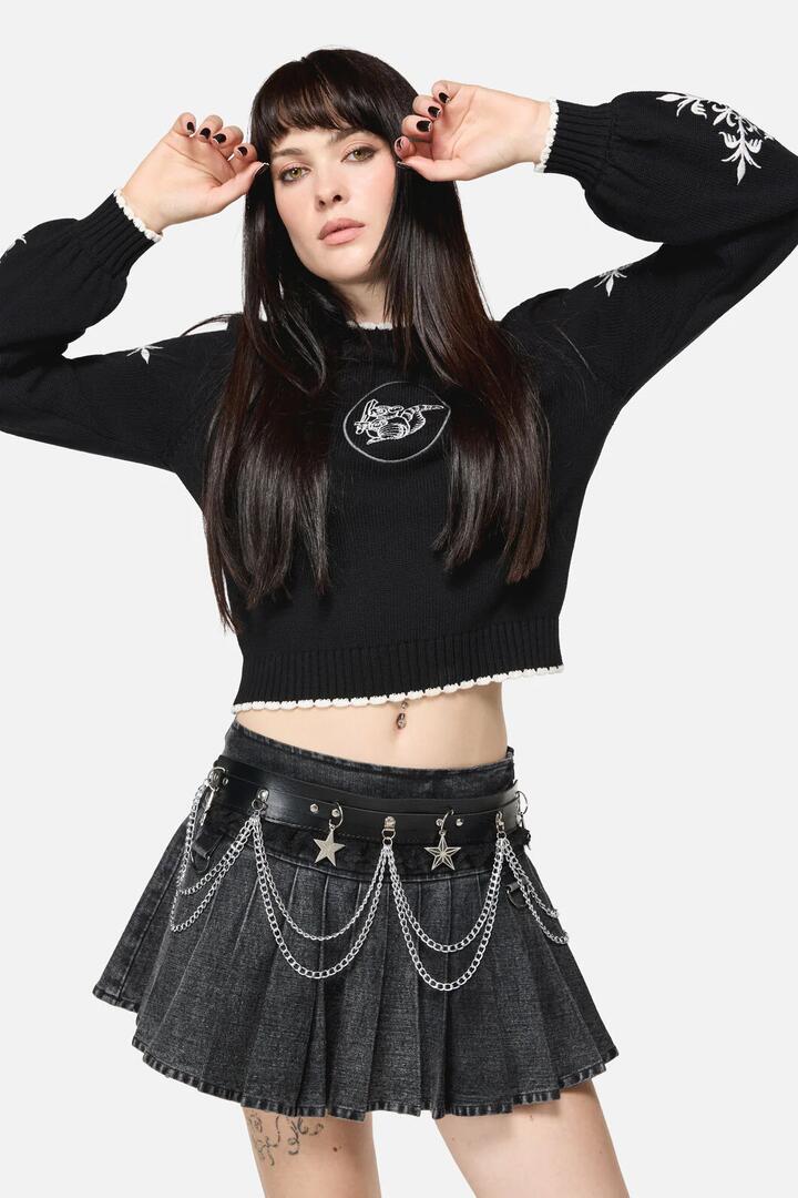 Image of Jewelry. Productname: Stars Lace Chain Waist Belt in Black colour by brand - Dangerfield