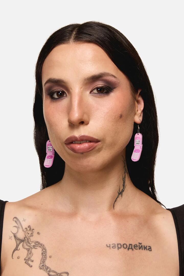 Image of Earrings. Productname: Call Me Baby Earrings in Pink colour by brand - Dangerfield