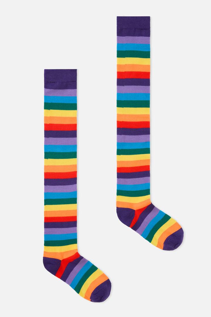 Image of Socks. Productname: Rainbow Long Sock in Purple colour by brand - Dangerfield